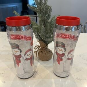 Snowman 2 Christmas thermal insulated travel tumbler/ Mr & Mrs Snowman